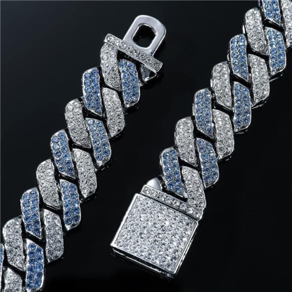 Cuban Link Chain Mens Iced Out Miami Cuban Necklace Bling Diamond Hip Hop - Picture 3 of 6